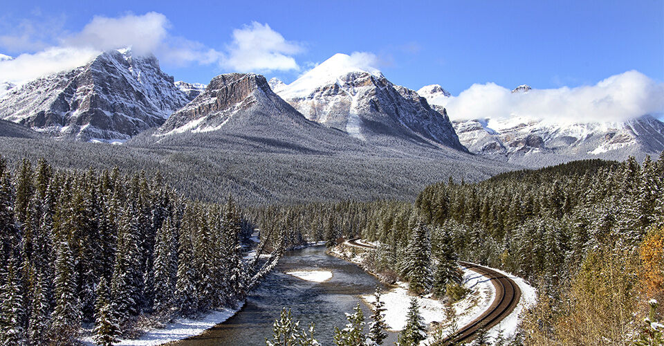 Canadian snowy mountain in winter