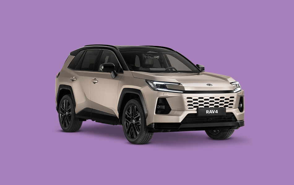 2026 Toyota Rav4 SUV light bronze paint finish on purple rectangle background