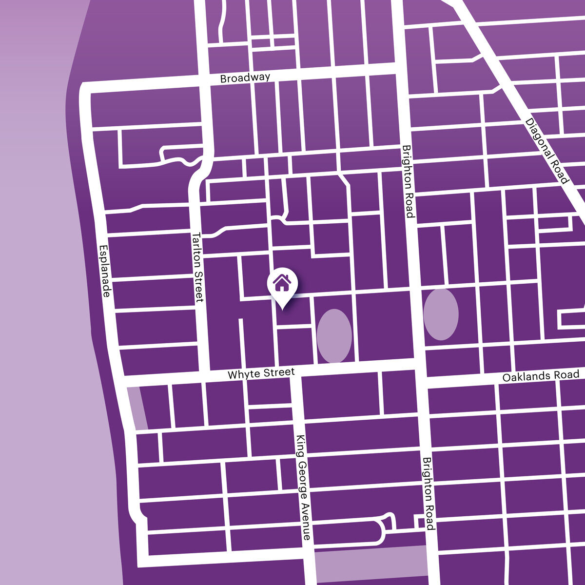 Purple map of somerton park with pin at prize home location on walkers road