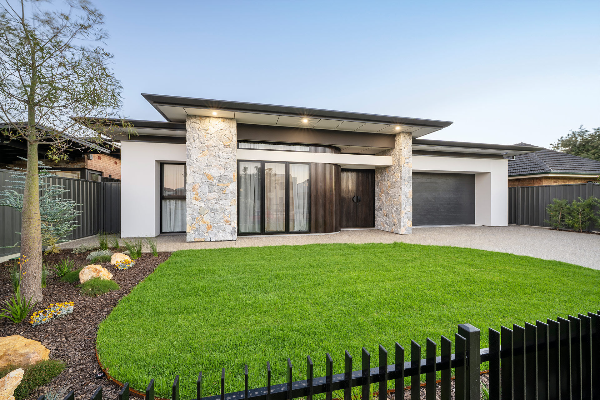 Grand Prize home exterior facade and front lawn