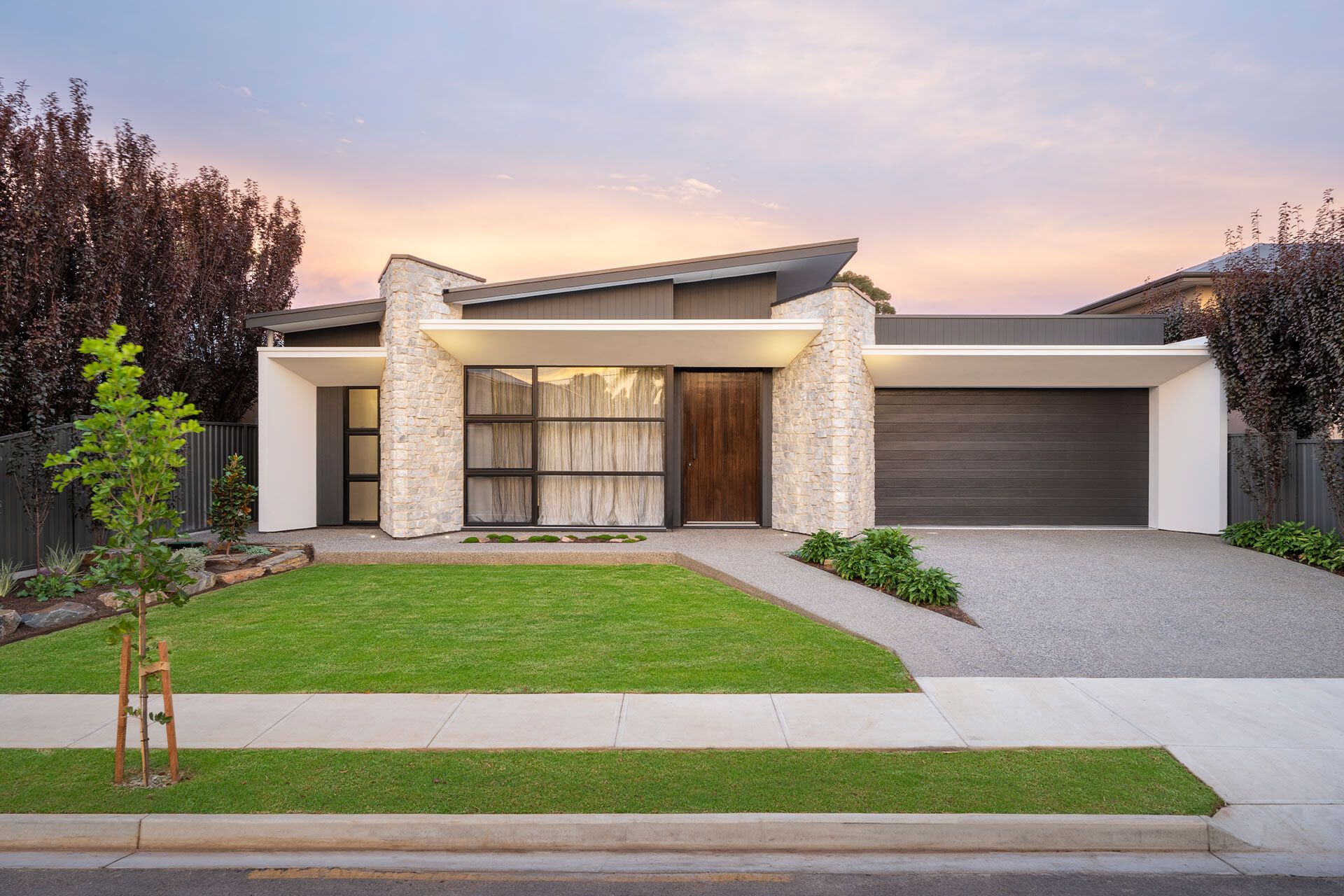 Front facade with soft sunset