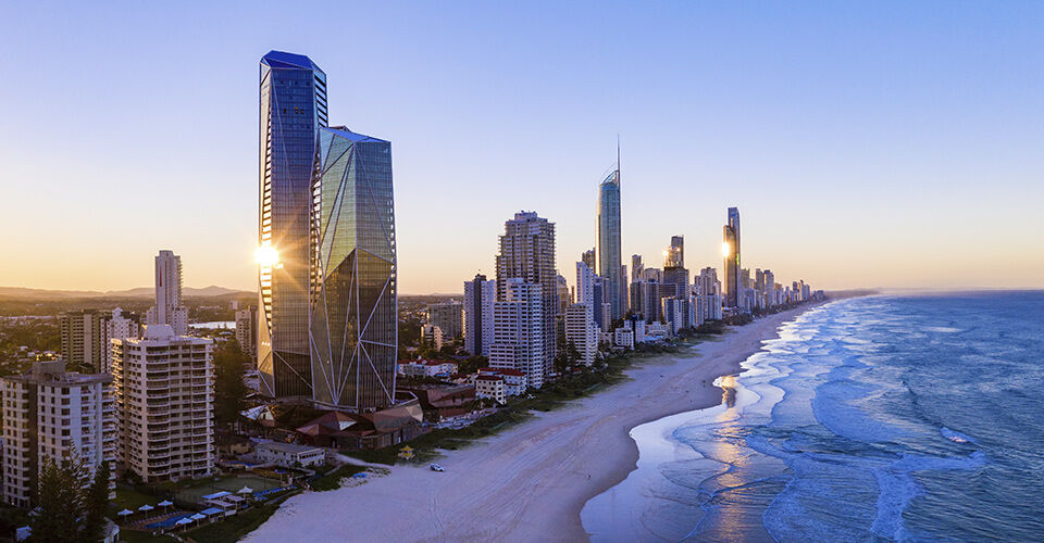Goldcoast coastline at sunset