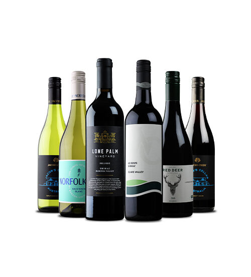 2026 six mixed red and white wine bottles from South Australia